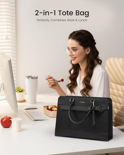 Laptop Tote Bag for Women,Leather Work Bag, Waterproof Business Teacher Bag,Large Computer Handbag Purse Briefcase,Office Gifts for Women