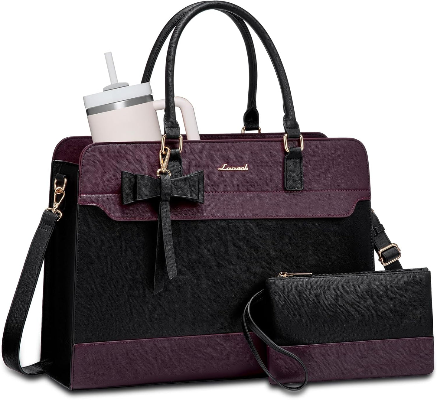 Laptop Tote Bag for Women,Leather Work Bag, Waterproof Business Teacher Bag,Large Computer Handbag Purse Briefcase,Office Gifts for Women