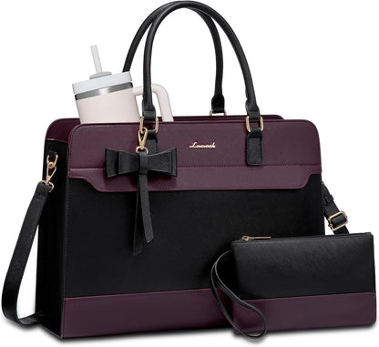 Laptop Tote Bag for Women,Leather Work Bag, Waterproof Business Teacher Bag,Large Computer Handbag Purse Briefcase,Office Gifts for Women
