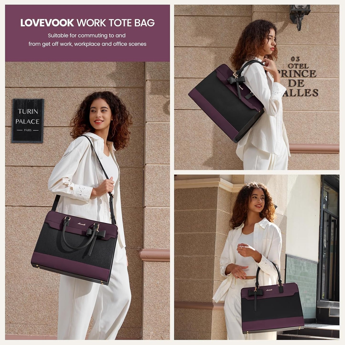 Laptop Tote Bag for Women,Leather Work Bag, Waterproof Business Teacher Bag,Large Computer Handbag Purse Briefcase,Office Gifts for Women