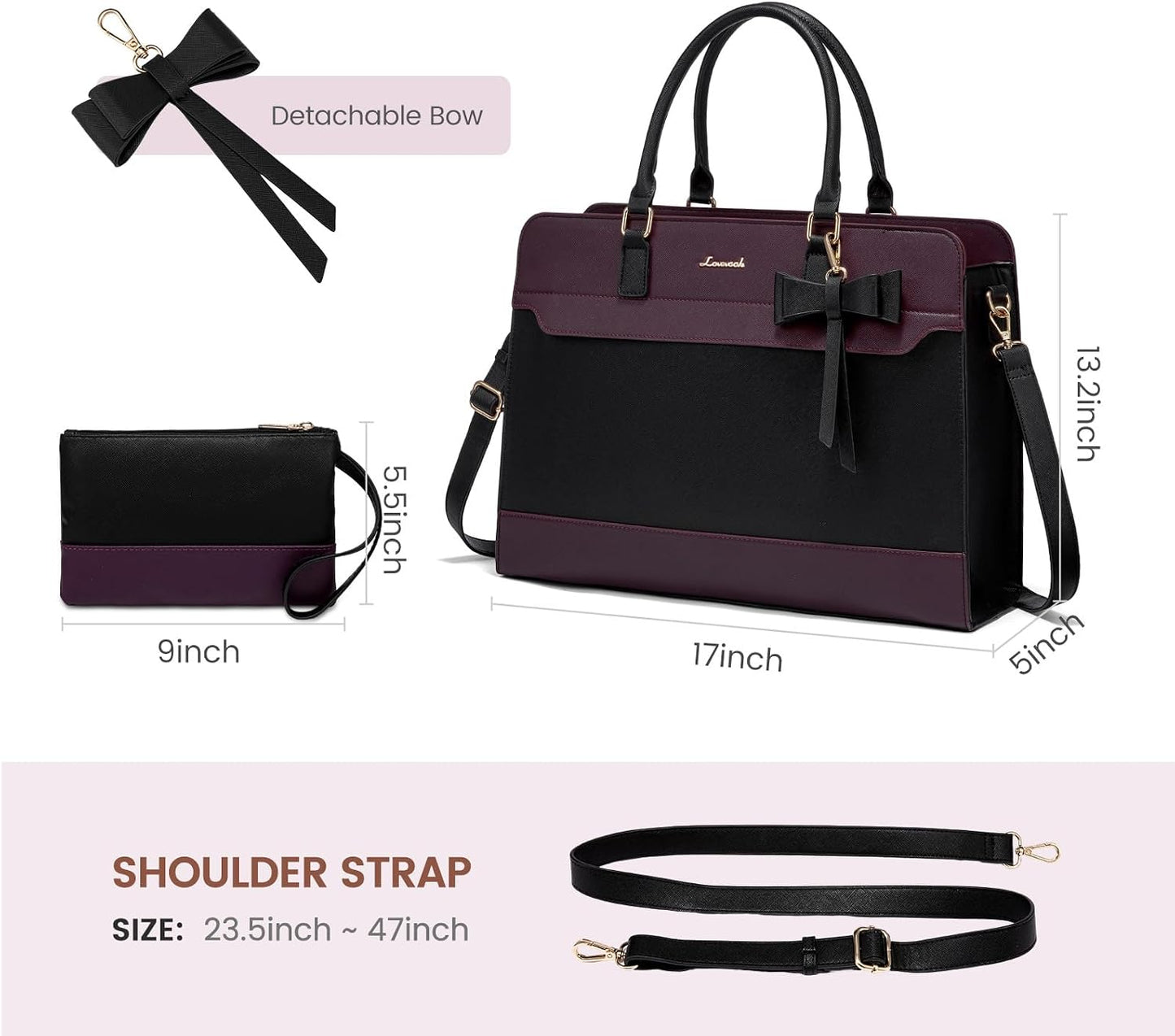 Laptop Tote Bag for Women,Leather Work Bag, Waterproof Business Teacher Bag,Large Computer Handbag Purse Briefcase,Office Gifts for Women