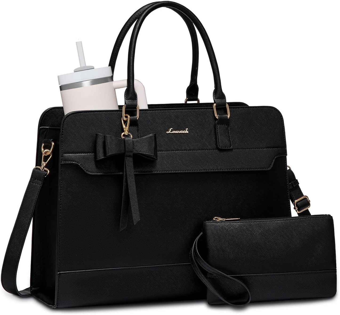 Laptop Tote Bag for Women,Leather Work Bag, Waterproof Business Teacher Bag,Large Computer Handbag Purse Briefcase,Office Gifts for Women