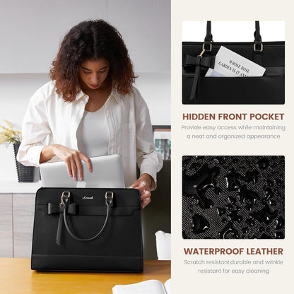 Laptop Tote Bag for Women,Leather Work Bag, Waterproof Business Teacher Bag,Large Computer Handbag Purse Briefcase,Office Gifts for Women