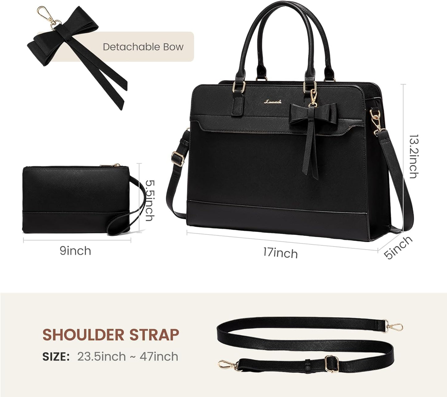 Laptop Tote Bag for Women,Leather Work Bag, Waterproof Business Teacher Bag,Large Computer Handbag Purse Briefcase,Office Gifts for Women