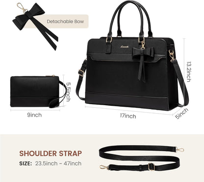 Laptop Tote Bag for Women,Leather Work Bag, Waterproof Business Teacher Bag,Large Computer Handbag Purse Briefcase,Office Gifts for Women