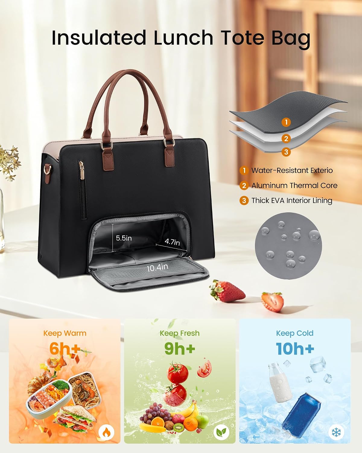 Laptop Tote Bag for Women,Leather Work Bag, Waterproof Business Teacher Bag,Large Computer Handbag Purse Briefcase,Office Gifts for Women