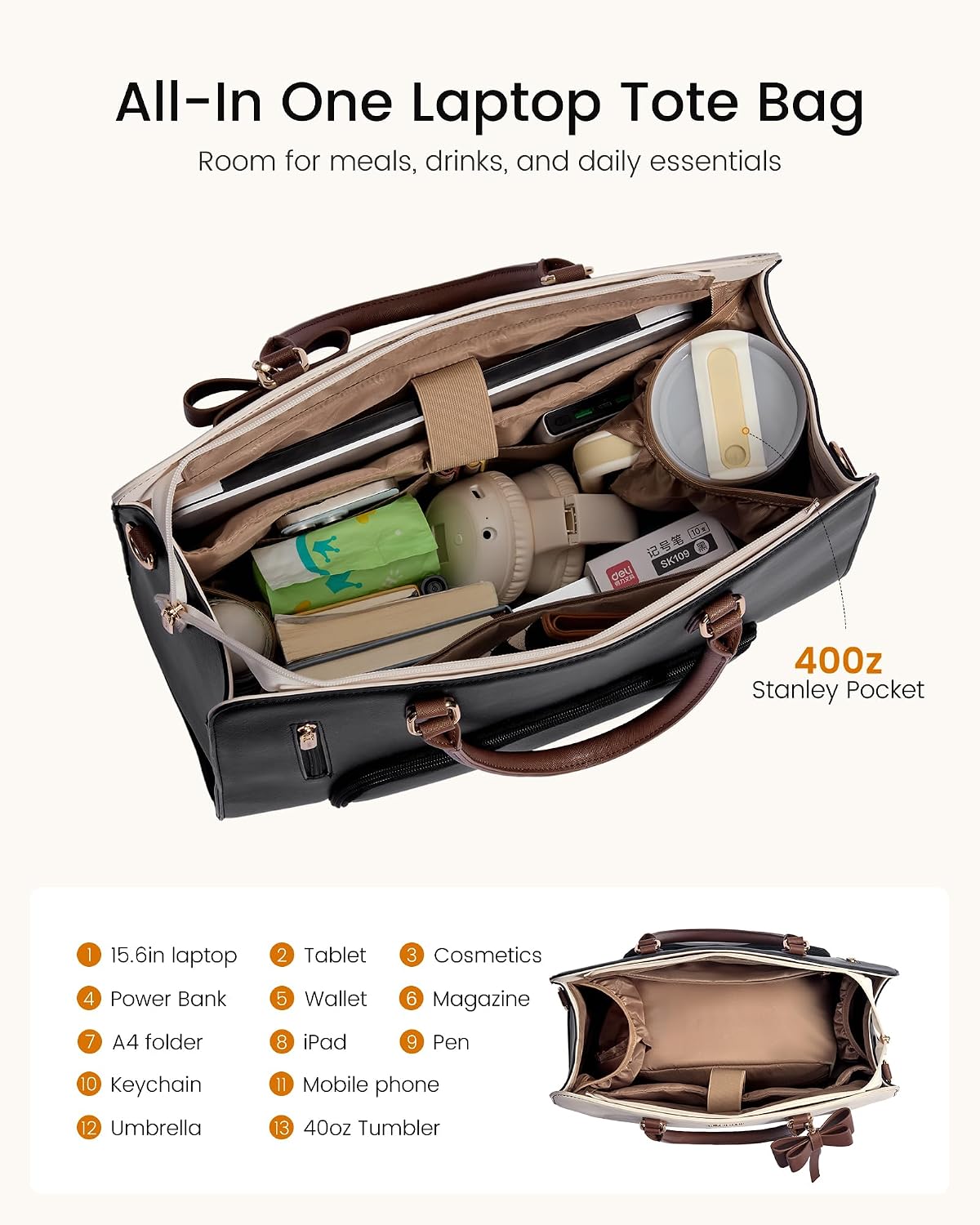 Laptop Tote Bag for Women,Leather Work Bag, Waterproof Business Teacher Bag,Large Computer Handbag Purse Briefcase,Office Gifts for Women