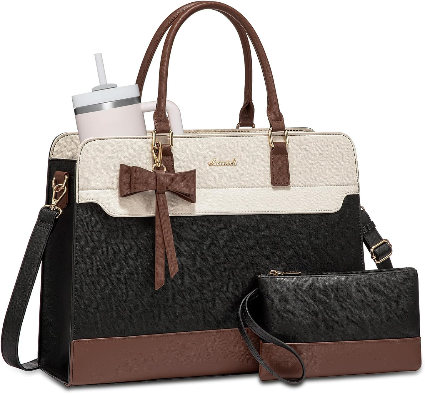 Laptop Tote Bag for Women,Leather Work Bag, Waterproof Business Teacher Bag,Large Computer Handbag Purse Briefcase,Office Gifts for Women