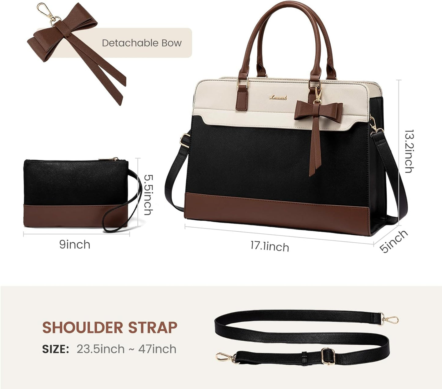 Laptop Tote Bag for Women,Leather Work Bag, Waterproof Business Teacher Bag,Large Computer Handbag Purse Briefcase,Office Gifts for Women