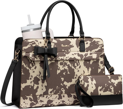 Laptop Tote Bag for Women,Leather Work Bag, Waterproof Business Teacher Bag,Large Computer Handbag Purse Briefcase,Office Gifts for Women