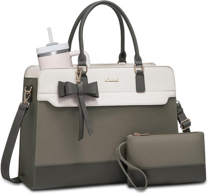 Laptop Tote Bag for Women,Leather Work Bag, Waterproof Business Teacher Bag,Large Computer Handbag Purse Briefcase,Office Gifts for Women