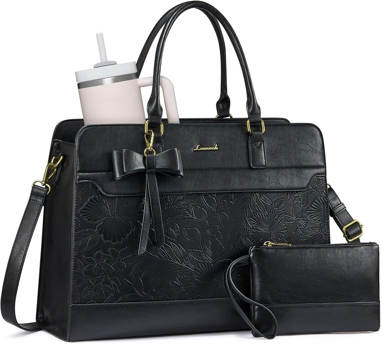 Laptop Tote Bag for Women,Leather Work Bag, Waterproof Business Teacher Bag,Large Computer Handbag Purse Briefcase,Office Gifts for Women