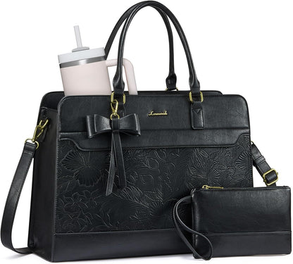 Laptop Tote Bag for Women,Leather Work Bag, Waterproof Business Teacher Bag,Large Computer Handbag Purse Briefcase,Office Gifts for Women