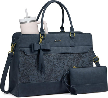 Laptop Tote Bag for Women,Leather Work Bag, Waterproof Business Teacher Bag,Large Computer Handbag Purse Briefcase,Office Gifts for Women