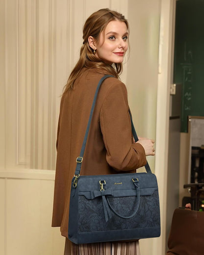 Laptop Tote Bag for Women,Leather Work Bag, Waterproof Business Teacher Bag,Large Computer Handbag Purse Briefcase,Office Gifts for Women
