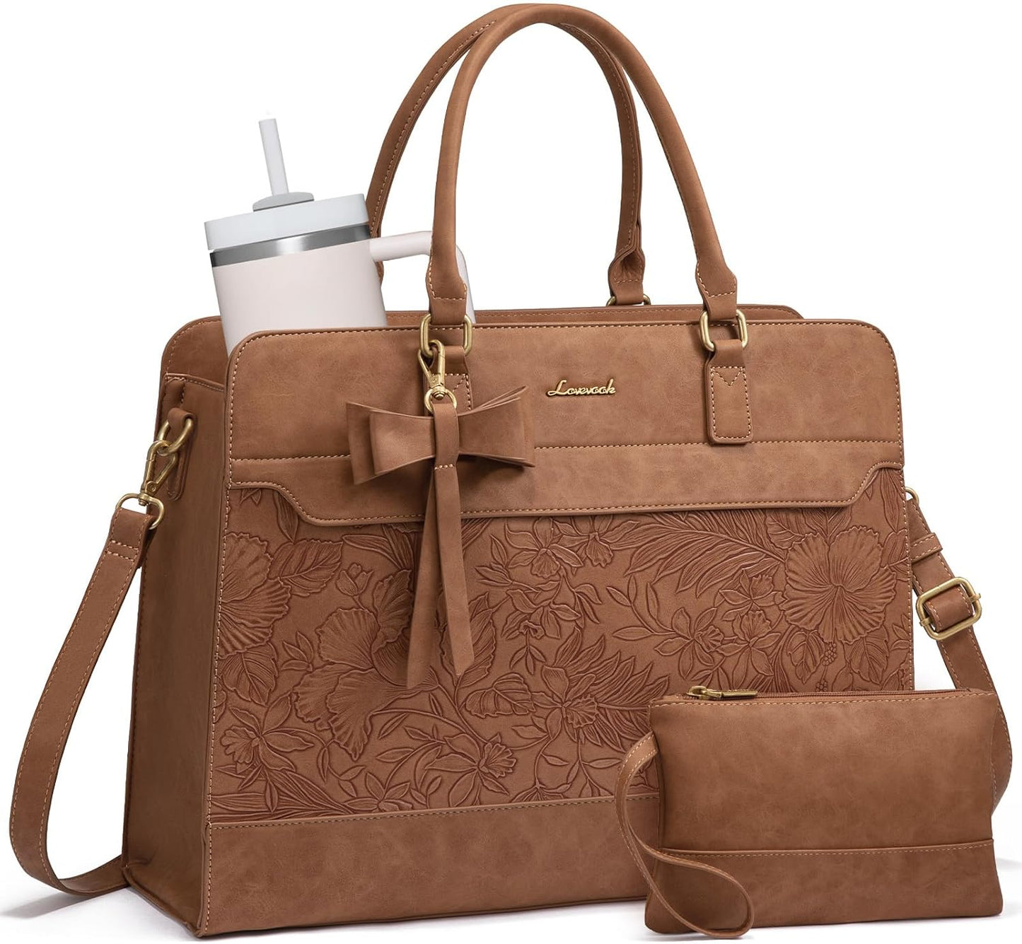 Laptop Tote Bag for Women,Leather Work Bag, Waterproof Business Teacher Bag,Large Computer Handbag Purse Briefcase,Office Gifts for Women