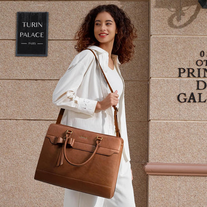 Laptop Tote Bag for Women,Leather Work Bag, Waterproof Business Teacher Bag,Large Computer Handbag Purse Briefcase,Office Gifts for Women