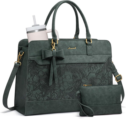 Laptop Tote Bag for Women,Leather Work Bag, Waterproof Business Teacher Bag,Large Computer Handbag Purse Briefcase,Office Gifts for Women