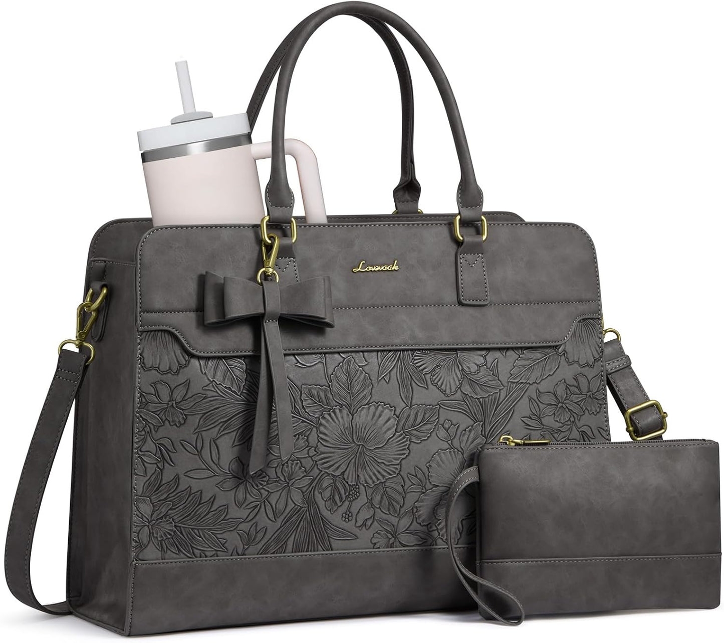Laptop Tote Bag for Women,Leather Work Bag, Waterproof Business Teacher Bag,Large Computer Handbag Purse Briefcase,Office Gifts for Women