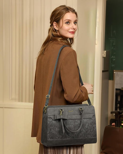 Laptop Tote Bag for Women,Leather Work Bag, Waterproof Business Teacher Bag,Large Computer Handbag Purse Briefcase,Office Gifts for Women