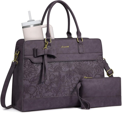 Laptop Tote Bag for Women,Leather Work Bag, Waterproof Business Teacher Bag,Large Computer Handbag Purse Briefcase,Office Gifts for Women