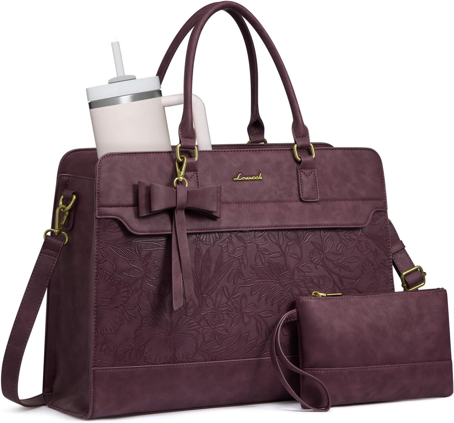 Laptop Tote Bag for Women,Leather Work Bag, Waterproof Business Teacher Bag,Large Computer Handbag Purse Briefcase,Office Gifts for Women