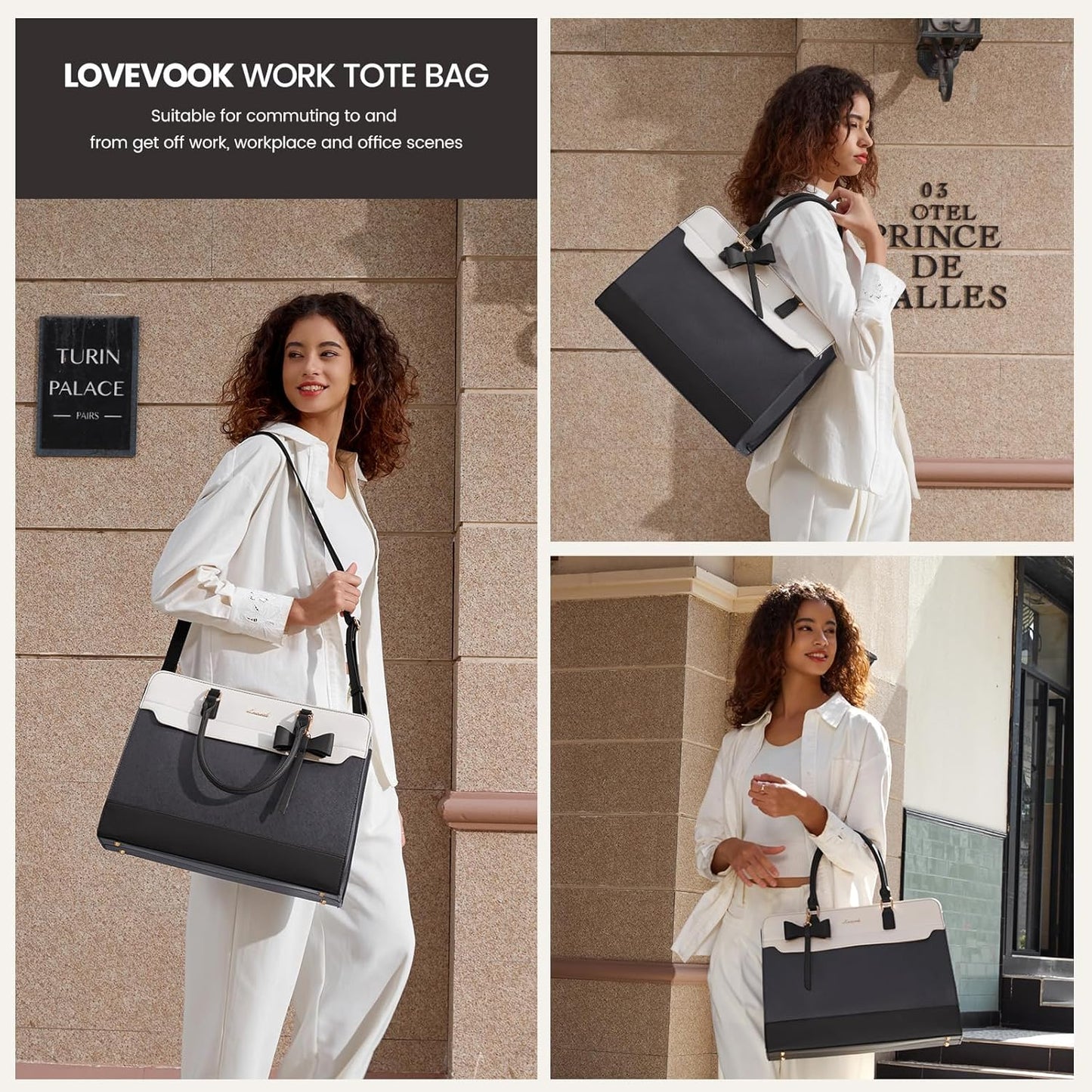 Laptop Tote Bag for Women,Leather Work Bag, Waterproof Business Teacher Bag,Large Computer Handbag Purse Briefcase,Office Gifts for Women