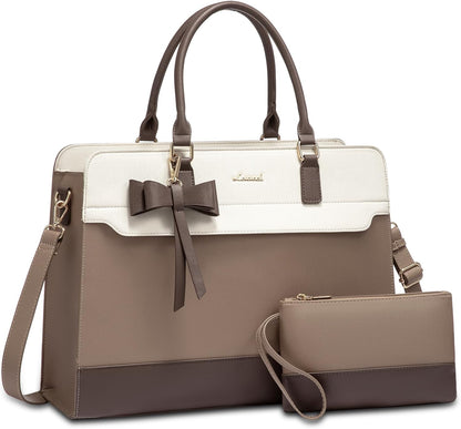 Laptop Tote Bag for Women,Leather Work Bag, Waterproof Business Teacher Bag,Large Computer Handbag Purse Briefcase,Office Gifts for Women