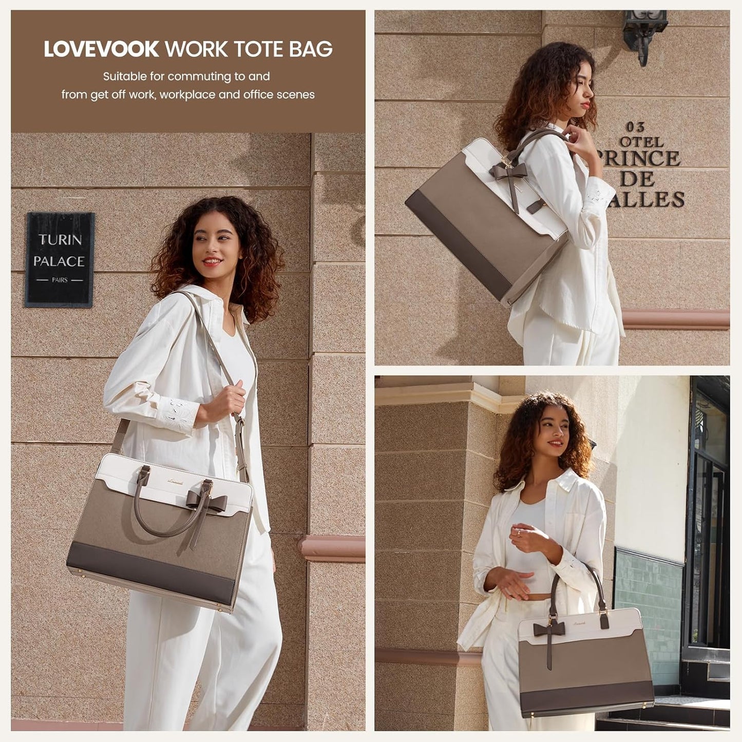 Laptop Tote Bag for Women,Leather Work Bag, Waterproof Business Teacher Bag,Large Computer Handbag Purse Briefcase,Office Gifts for Women