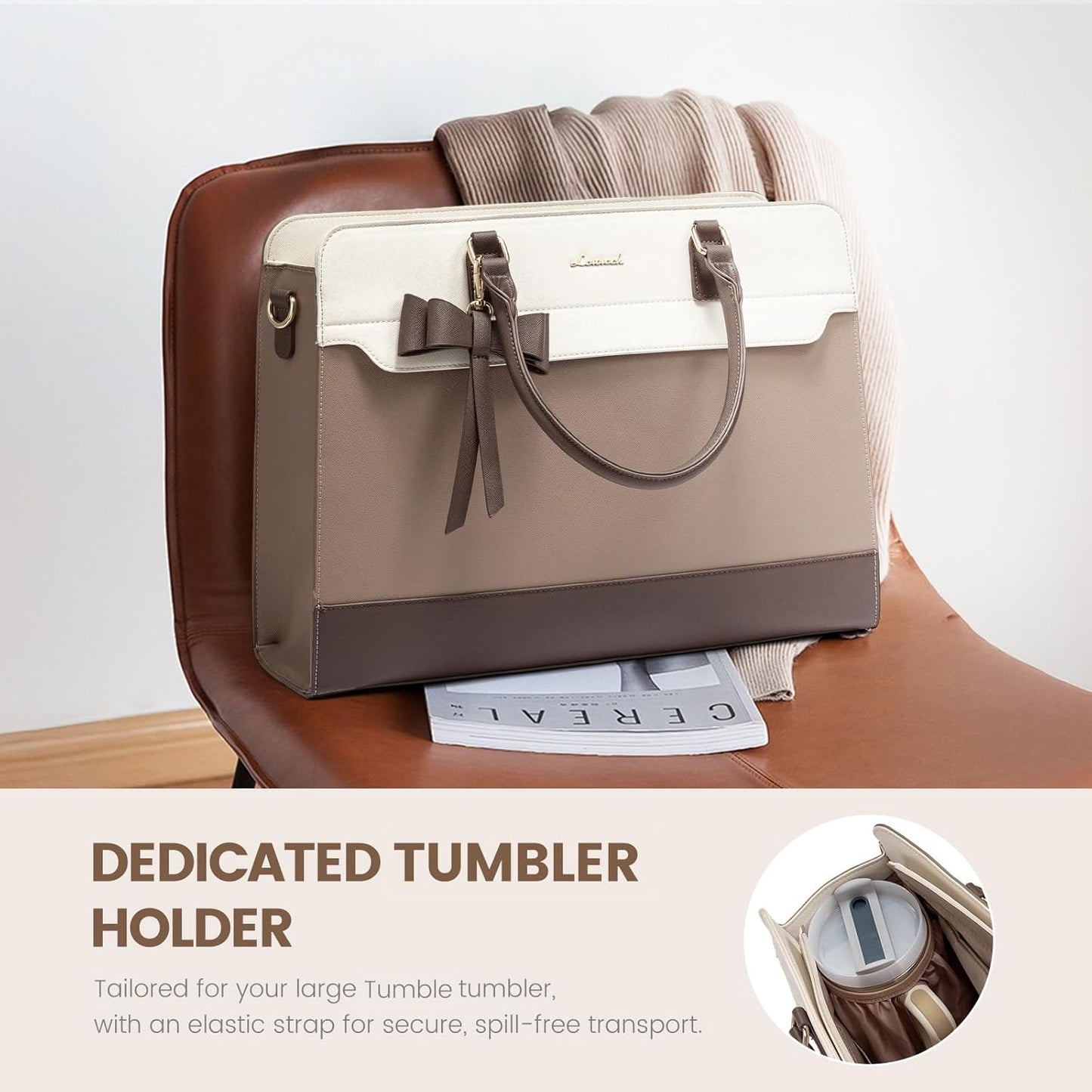 Laptop Tote Bag for Women,Leather Work Bag, Waterproof Business Teacher Bag,Large Computer Handbag Purse Briefcase,Office Gifts for Women