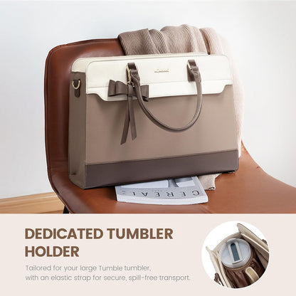 Laptop Tote Bag for Women,Leather Work Bag, Waterproof Business Teacher Bag,Large Computer Handbag Purse Briefcase,Office Gifts for Women