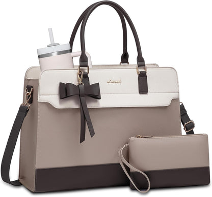 Laptop Tote Bag for Women,Leather Work Bag, Waterproof Business Teacher Bag,Large Computer Handbag Purse Briefcase,Office Gifts for Women