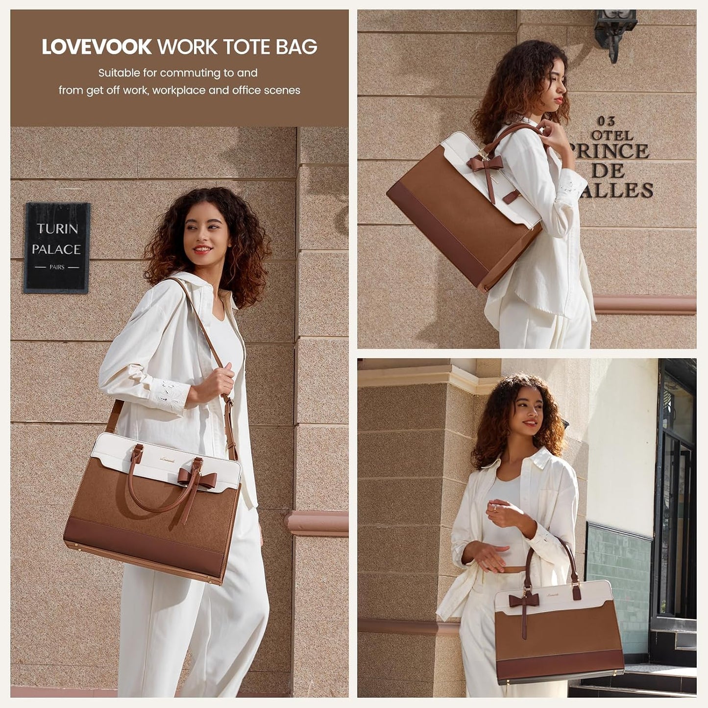 Laptop Tote Bag for Women,Leather Work Bag, Waterproof Business Teacher Bag,Large Computer Handbag Purse Briefcase,Office Gifts for Women