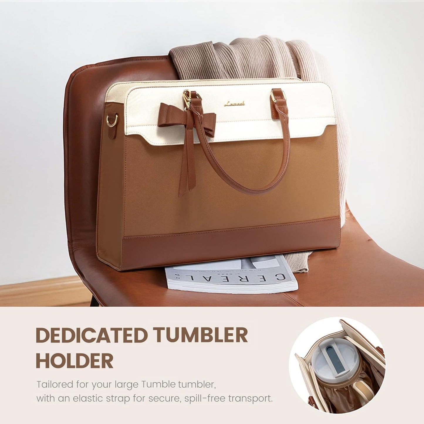 Laptop Tote Bag for Women,Leather Work Bag, Waterproof Business Teacher Bag,Large Computer Handbag Purse Briefcase,Office Gifts for Women