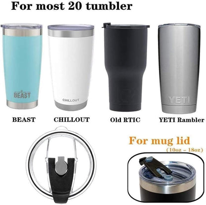 Replacement Flip Lids for Stainless Steel Insulated Tumbler Travel Mug, Compatible w/YETI Rambler,Ozark Trail,Old Style Rtic and More (20 Oz, Black 1) (20 Oz, Black 2)