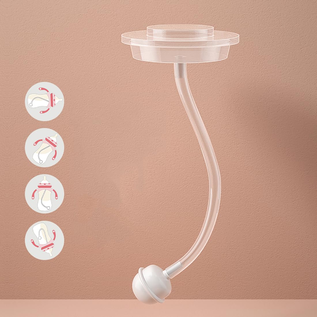Toddler Milk Bottle 330ml/11oz, Anti-Colic Baby Bottle with Fast Variable Flow Nipple for 12 Months, Weigthed Straw, Non-Slip Handle, Pink/1Pack