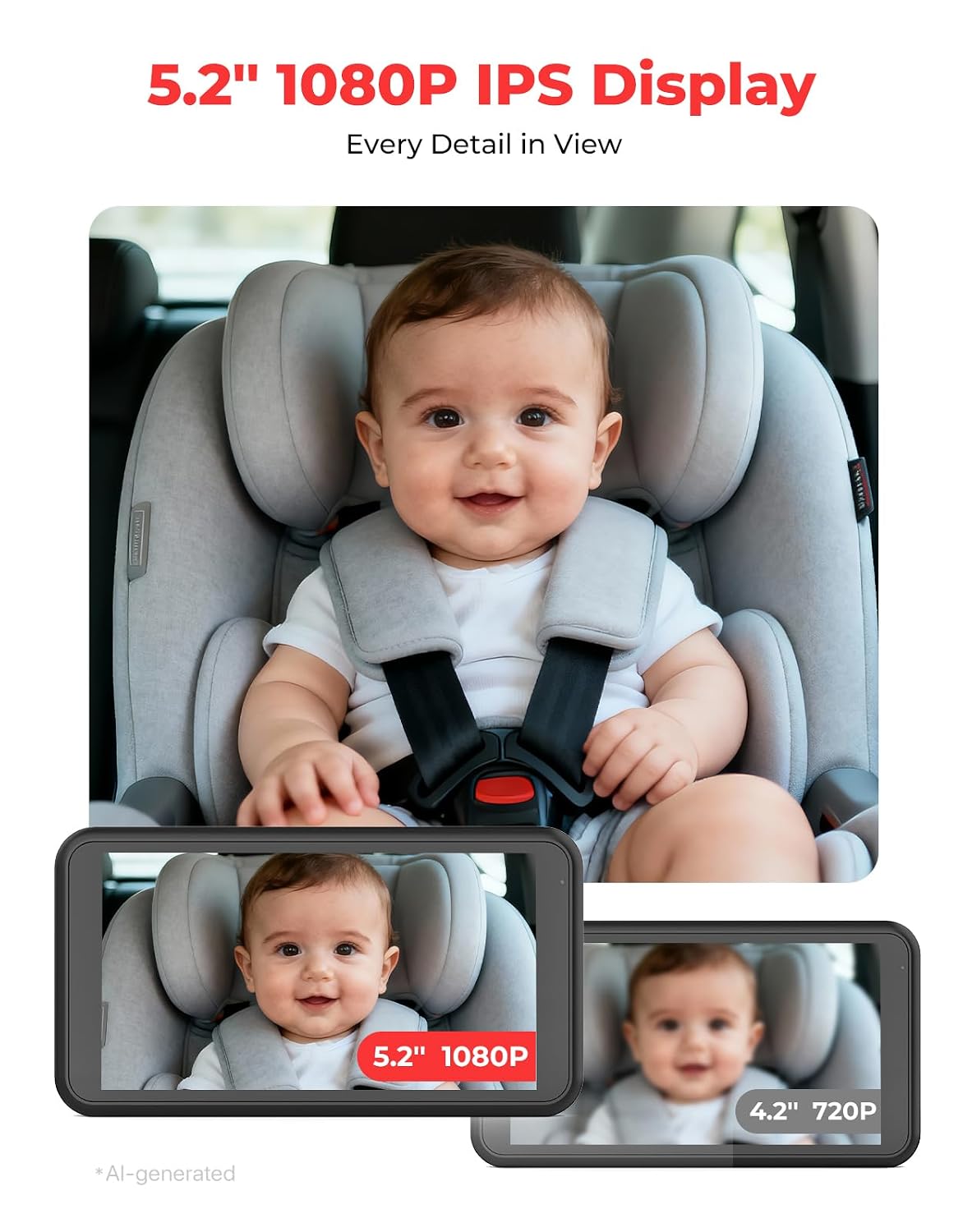 Baby Car Camera 3X Zoom Backseat Camera Monitor