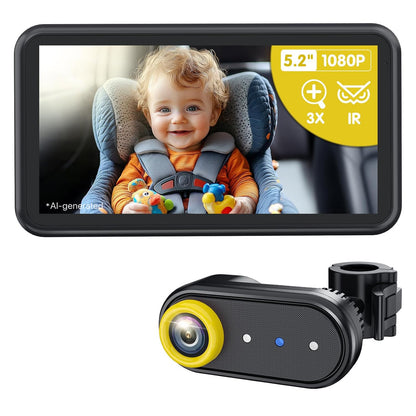 Baby Car Camera 3X Zoom Backseat Camera Monitor