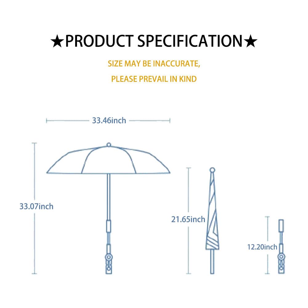 Convenient and Lightweight, Clip-On, Adjustable Steering, Universal, Umbrella Baby Stroller, Stroller Umbrella Attachment for Sun Protection(Pink)