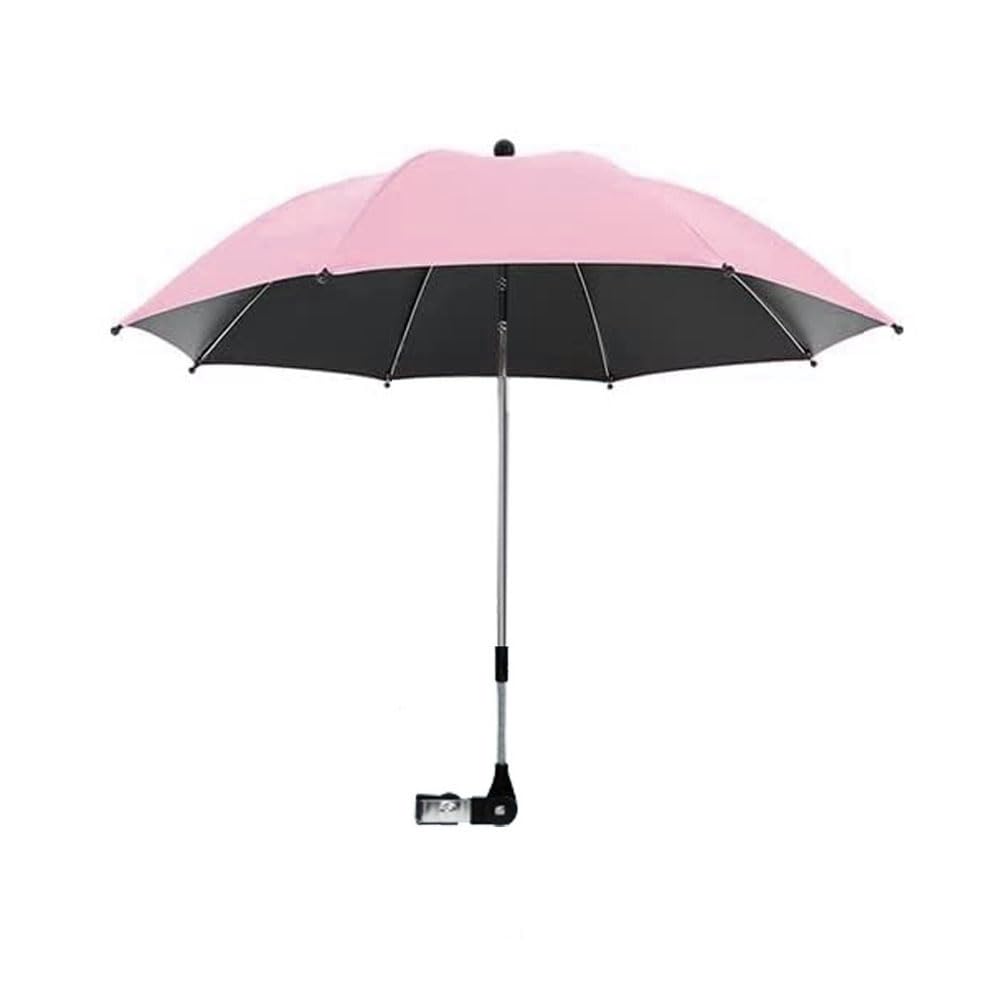 Convenient and Lightweight, Clip-On, Adjustable Steering, Universal, Umbrella Baby Stroller, Stroller Umbrella Attachment for Sun Protection(Pink)