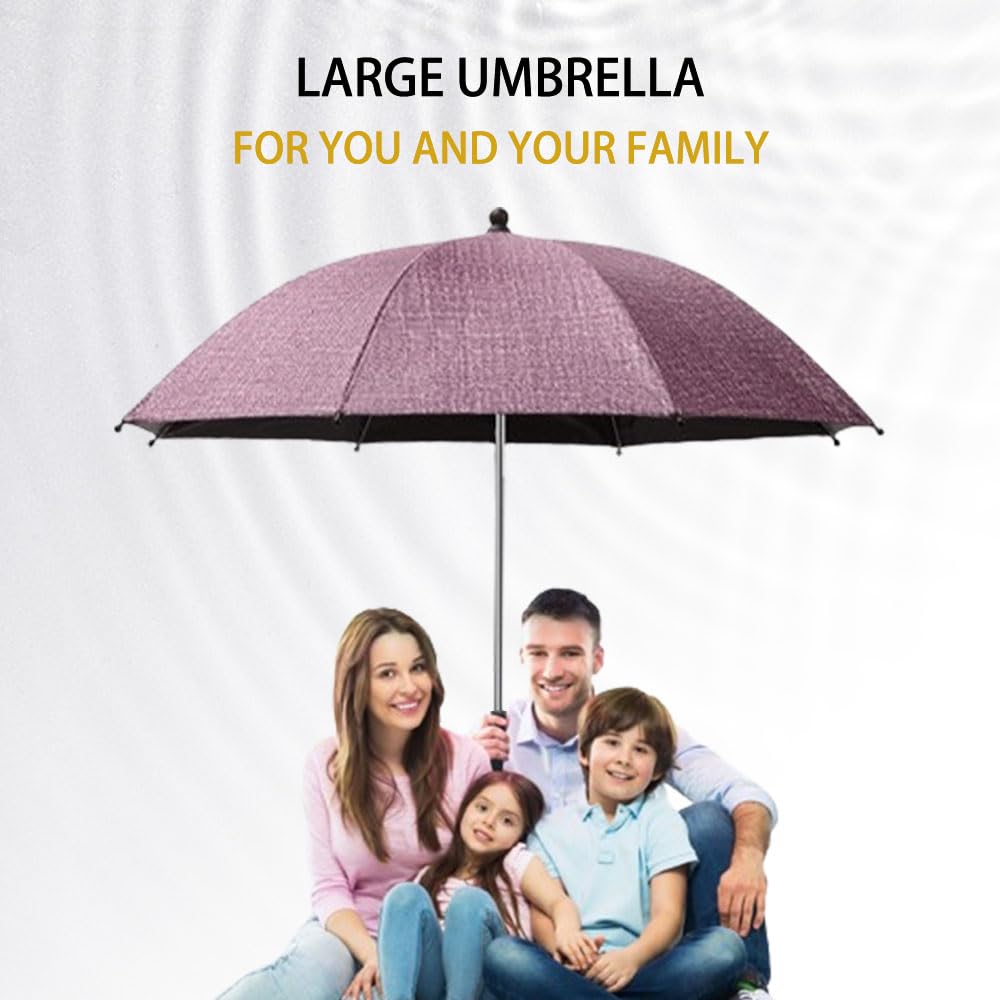 Convenient and Lightweight, Clip-On, Adjustable Steering, Universal, Umbrella Baby Stroller, Stroller Umbrella Attachment for Sun Protection(Pink)