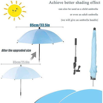 Convenient and Lightweight, Clip-On, Adjustable Steering, Universal, Umbrella Baby Stroller, Stroller Umbrella Attachment for Sun Protection(Pink)