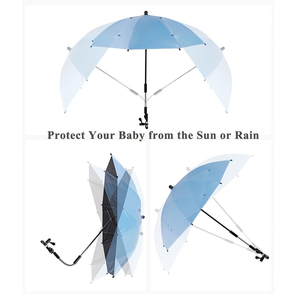 Convenient and Lightweight, Clip-On, Adjustable Steering, Universal, Umbrella Baby Stroller, Stroller Umbrella Attachment for Sun Protection(Pink)