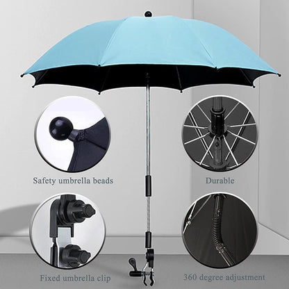 Convenient and Lightweight, Clip-On, Adjustable Steering, Universal, Umbrella Baby Stroller, Stroller Umbrella Attachment for Sun Protection(Pink)
