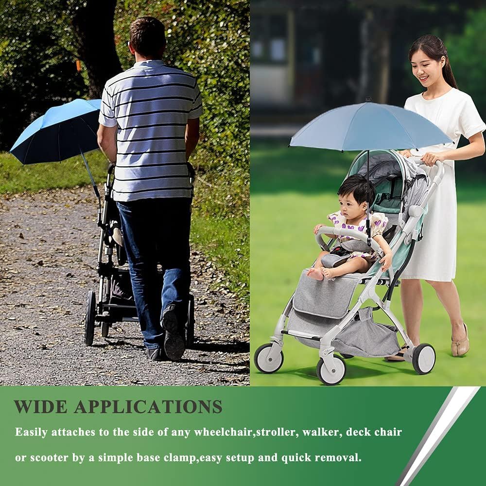 Convenient and Lightweight, Clip-On, Adjustable Steering, Universal, Umbrella Baby Stroller, Stroller Umbrella Attachment for Sun Protection(Pink)
