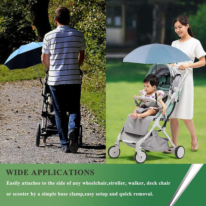 Convenient and Lightweight, Clip-On, Adjustable Steering, Universal, Umbrella Baby Stroller, Stroller Umbrella Attachment for Sun Protection(Pink)