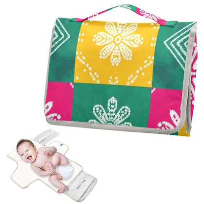 Patchwork Floral Pattern Portable Diaper Changing Pad for Beach