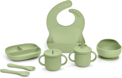 Jeep 100% Silicone 10-Piece Baby Feeding Set , Light Green