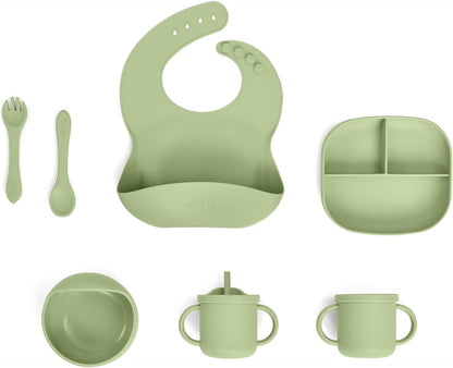 Jeep 100% Silicone 10-Piece Baby Feeding Set , Light Green