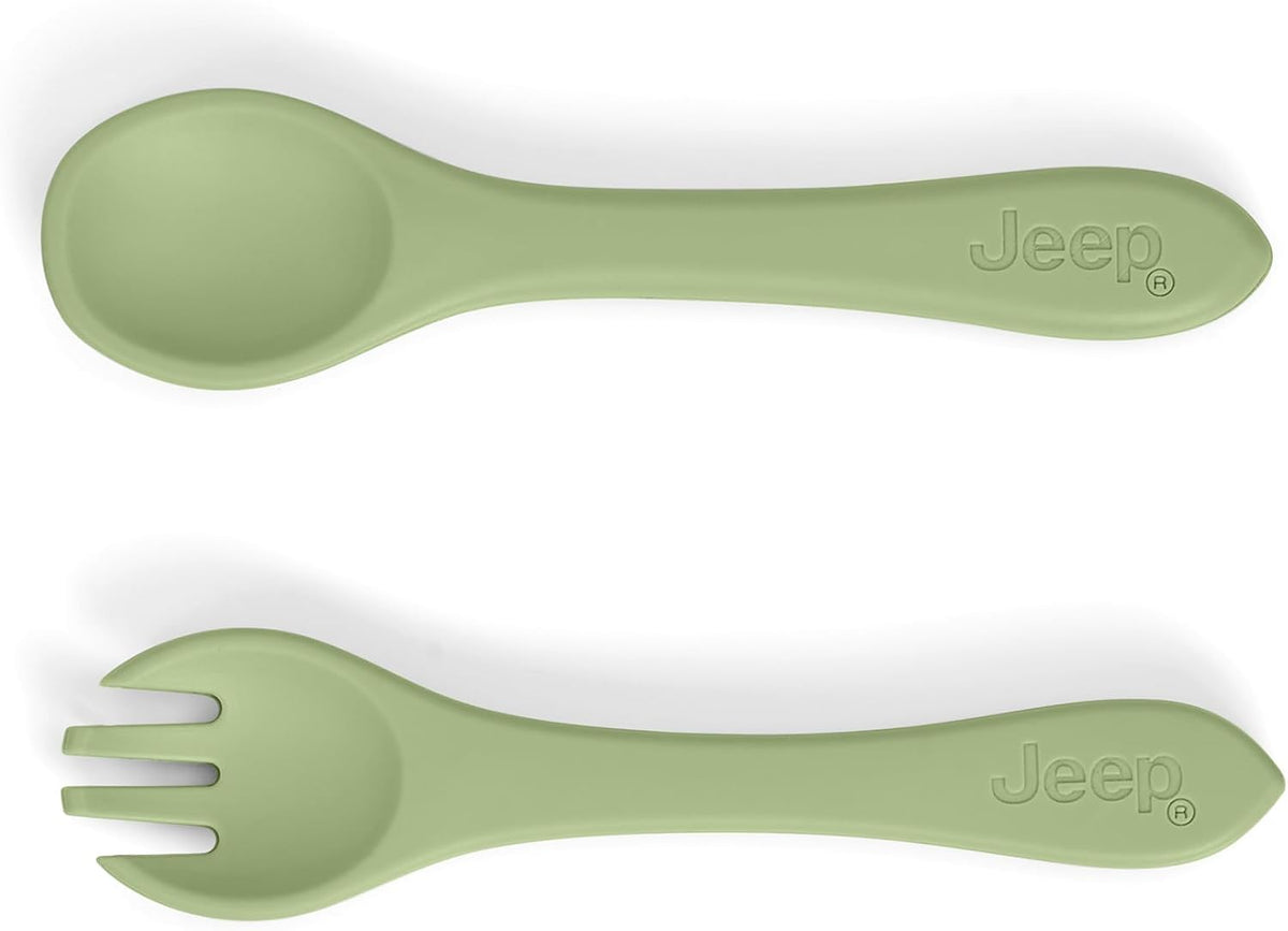 Jeep 100% Silicone 10-Piece Baby Feeding Set , Light Green